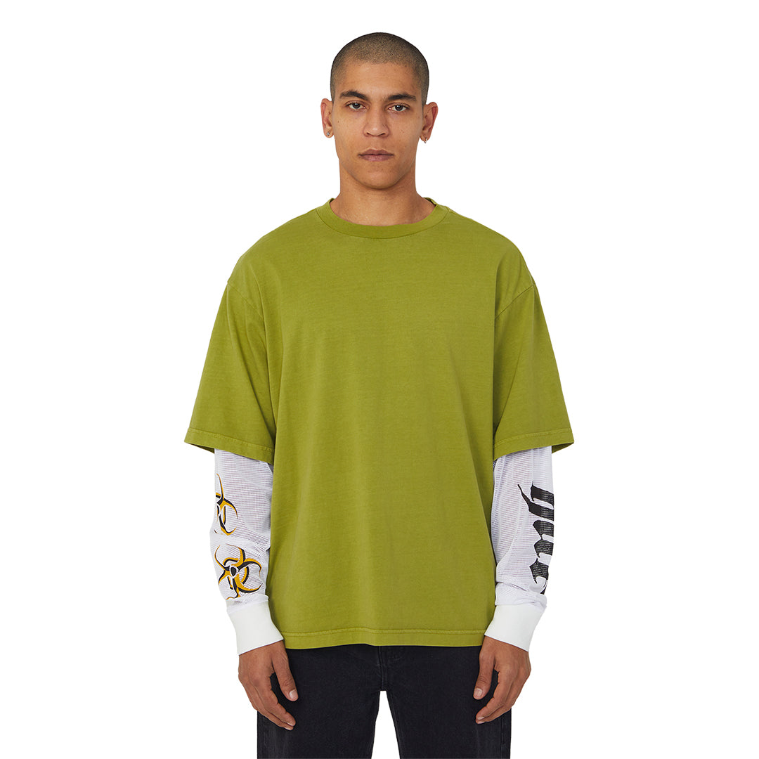 HUF WORLDWIDE（ハフ ワールドワイド）| LEON LS DOUBLE LAYER TOP / ACID GREEN | スノーボード・スケートボードのTACTICS JAPAN