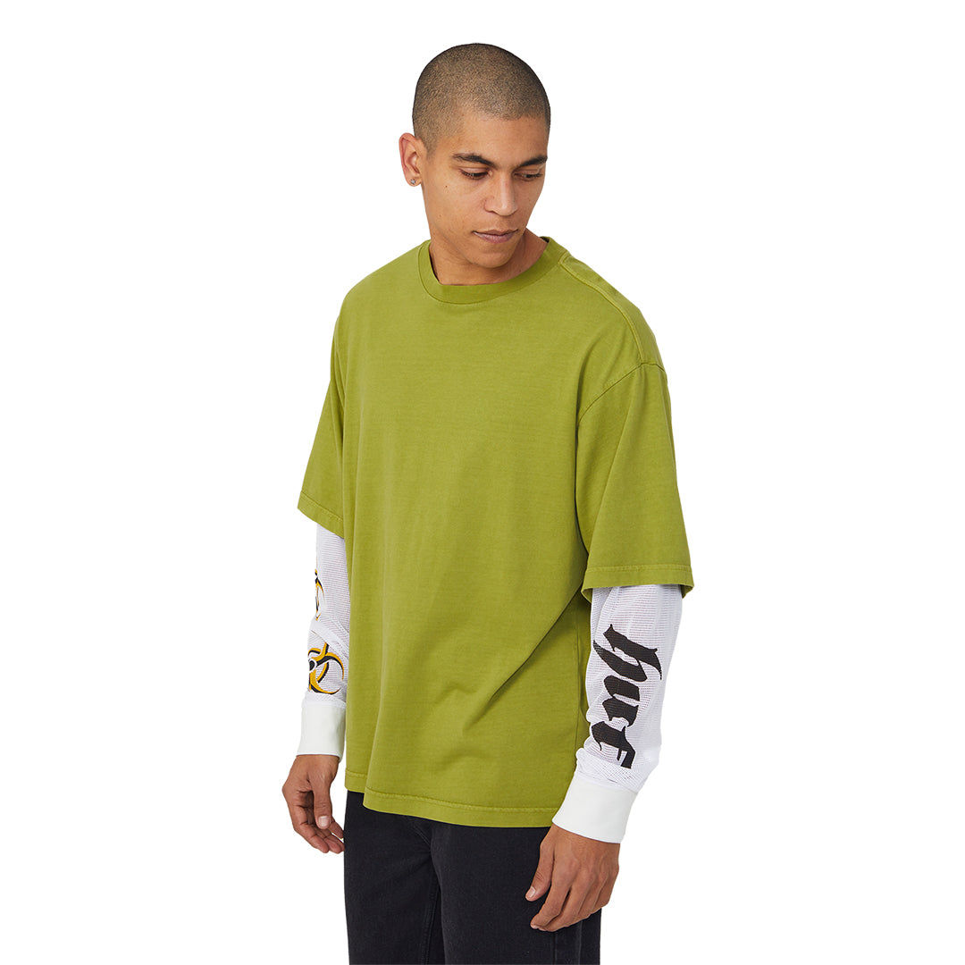 HUF WORLDWIDE（ハフ ワールドワイド）| LEON LS DOUBLE LAYER TOP / ACID GREEN | スノーボード・スケートボードのTACTICS JAPAN