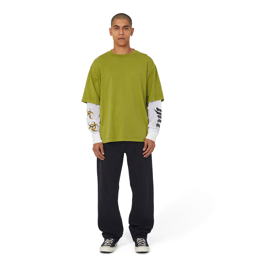 HUF WORLDWIDE（ハフ ワールドワイド）| LEON LS DOUBLE LAYER TOP / ACID GREEN | スノーボード・スケートボードのTACTICS JAPAN