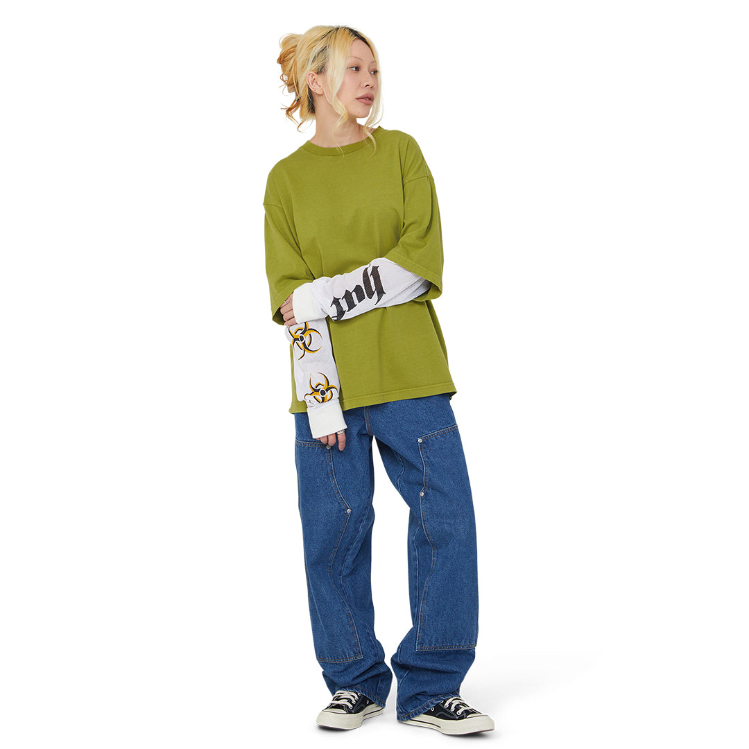 HUF WORLDWIDE（ハフ ワールドワイド）| LEON LS DOUBLE LAYER TOP / ACID GREEN | スノーボード・スケートボードのTACTICS JAPAN