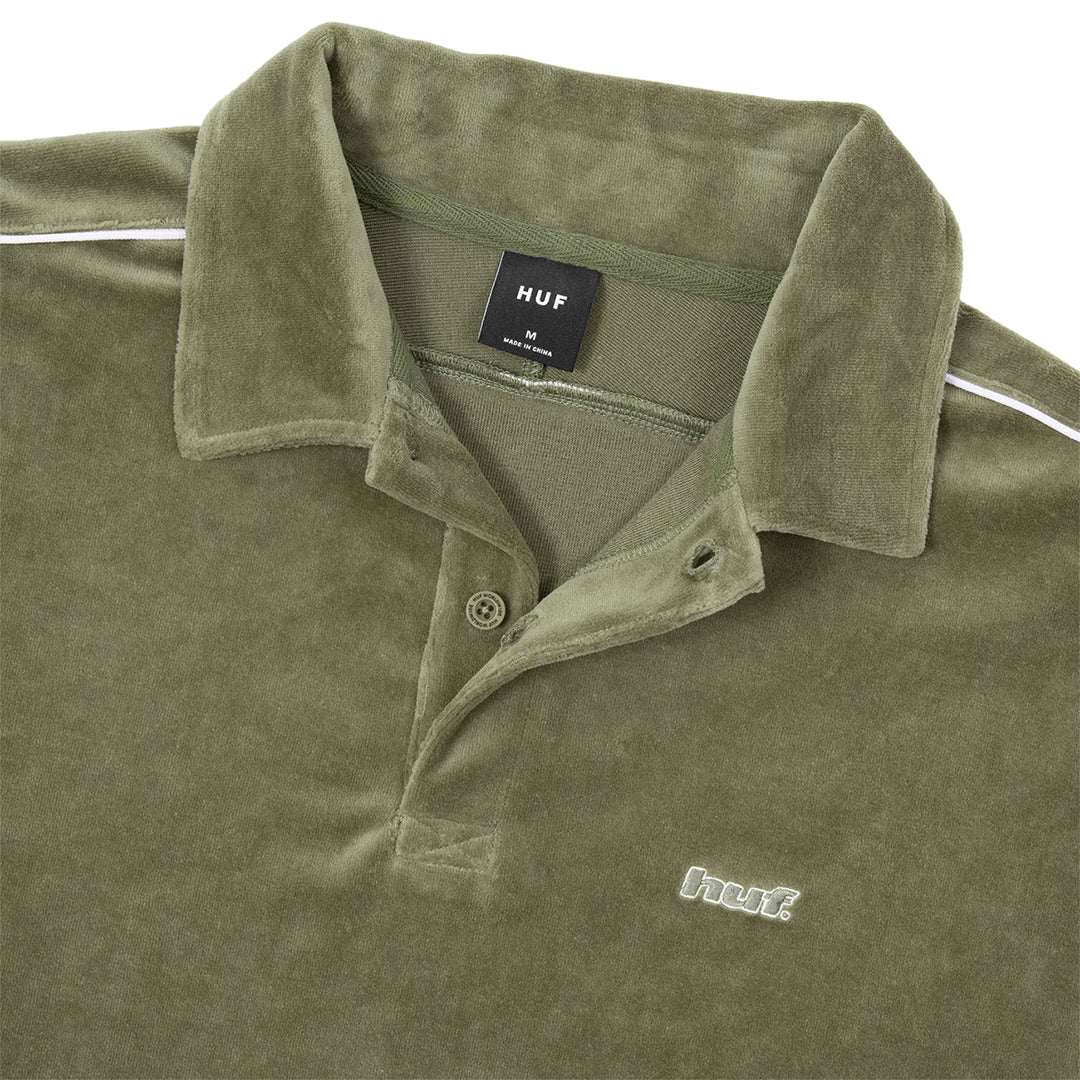 HUF WORLDWIDE（ハフ ワールドワイド）| H DOT VELOUR POLO/ COVERT GREEN | スノーボード・スケートボードのTACTICS JAPAN