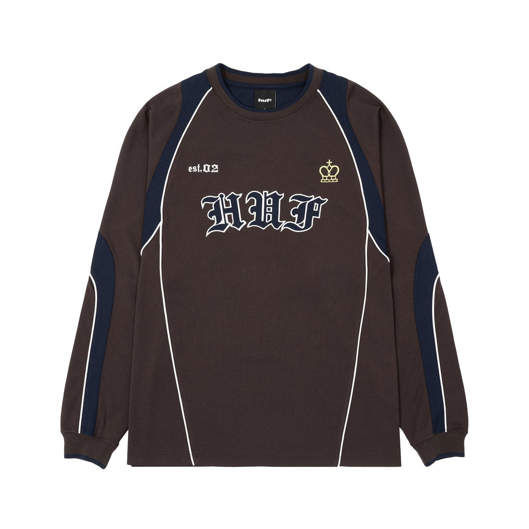 HUF（ハフ）| HARD LUXE JERSEY LS CREW / COFFEE | スノーボード・スケートボードのTACTICS JAPAN