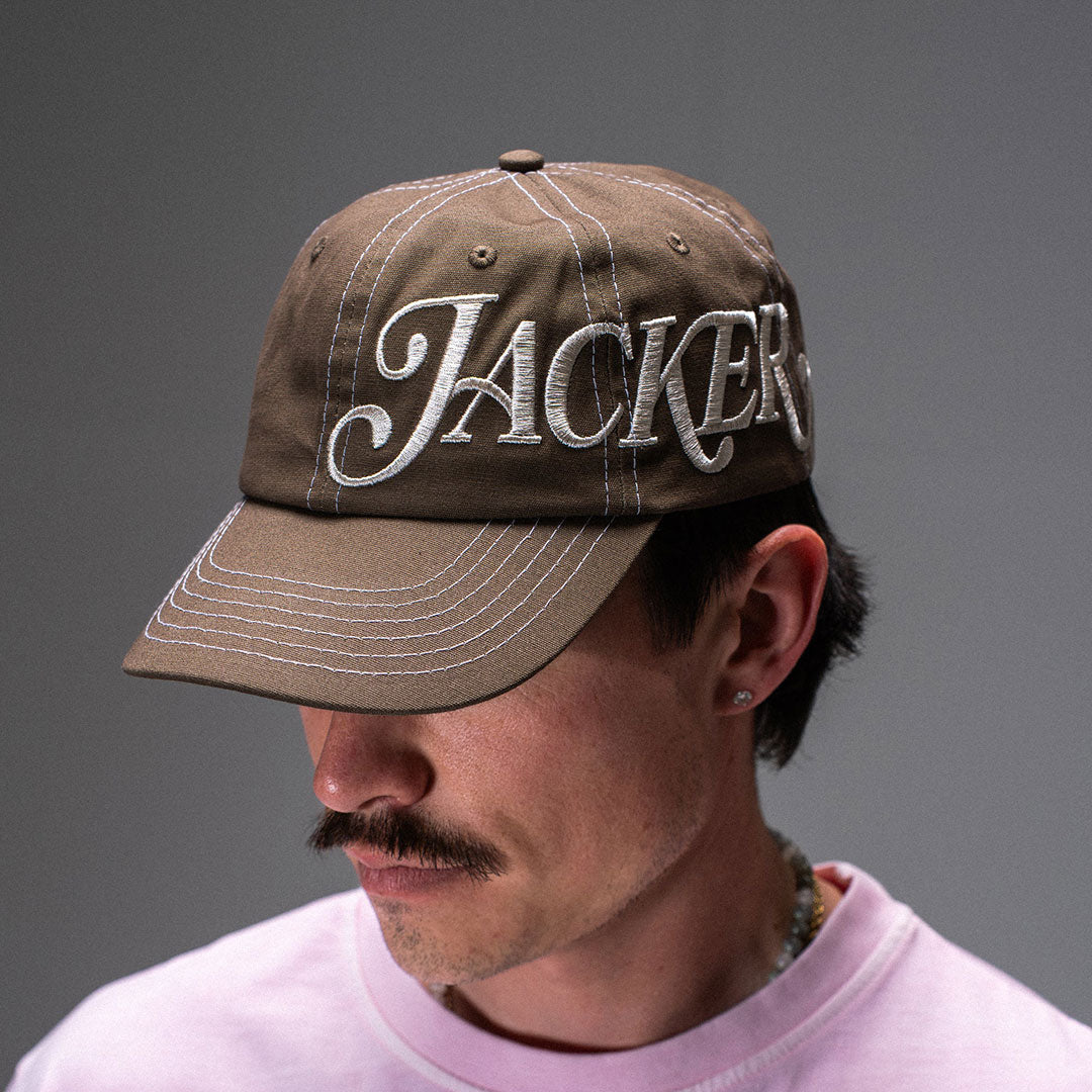 JACKER（ジャッカー）| LOGO SIDE CAP / BROWN | スノーボード・スケートボードのTACTICS JAPAN