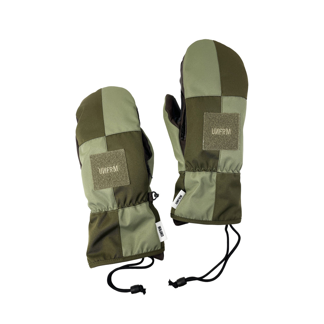 UNFRM（ユニフォーム）| MILITARY PATCHWORK FINGER-OUT MITTEN / OLIVE/SAGE | スノーボード・スケートボードのTACTICS JAPAN