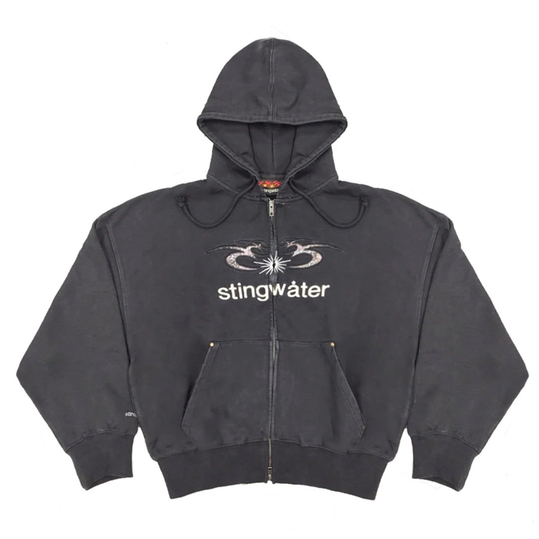 STINGWATER（スティングウォーター）| MOSES SNAKE ZIP UP HOODIE / FADED BLACK | スノーボード・スケートボードのTACTICS JAPAN