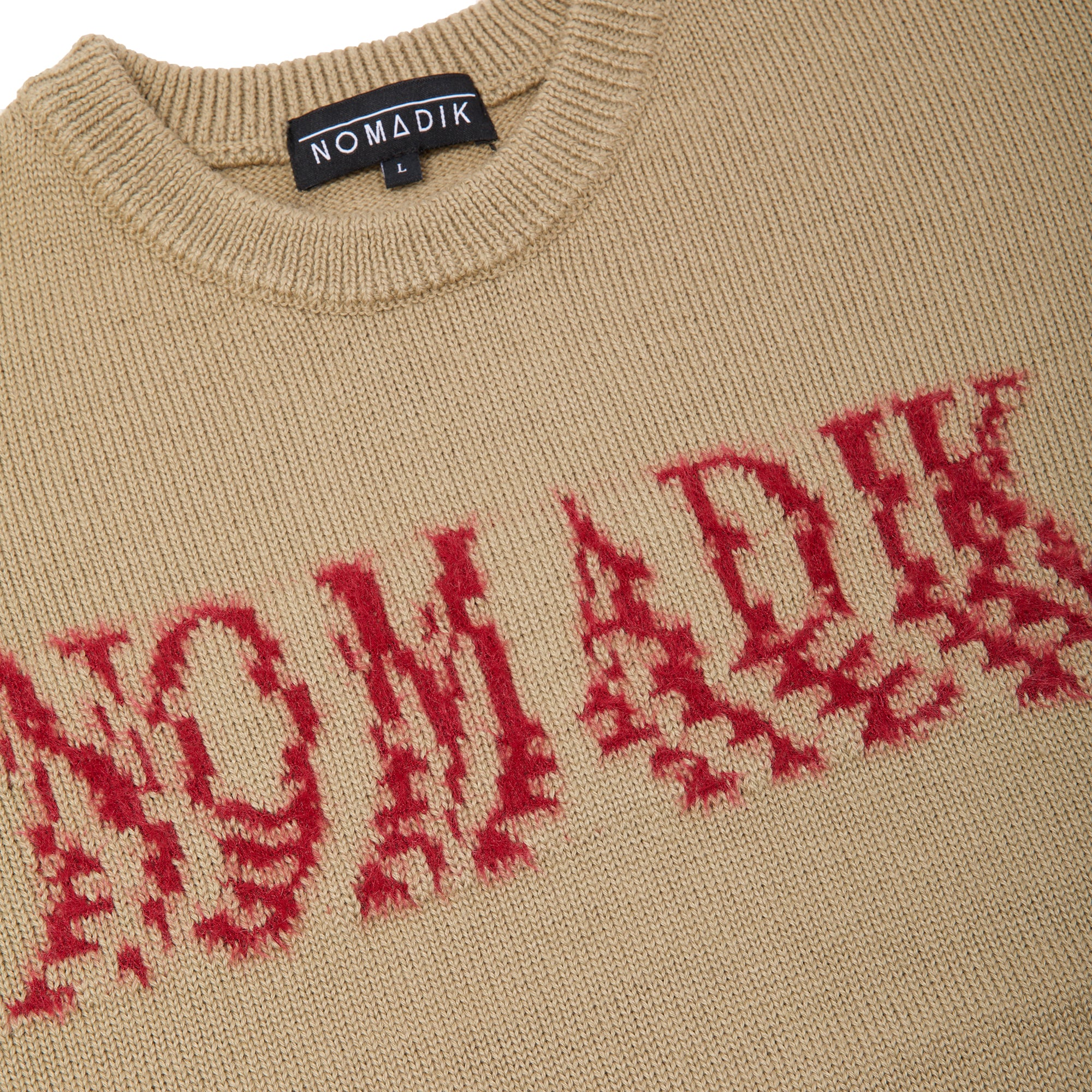 JACQUARD SWEATER / LIGHT BROWN / BURGUNDY