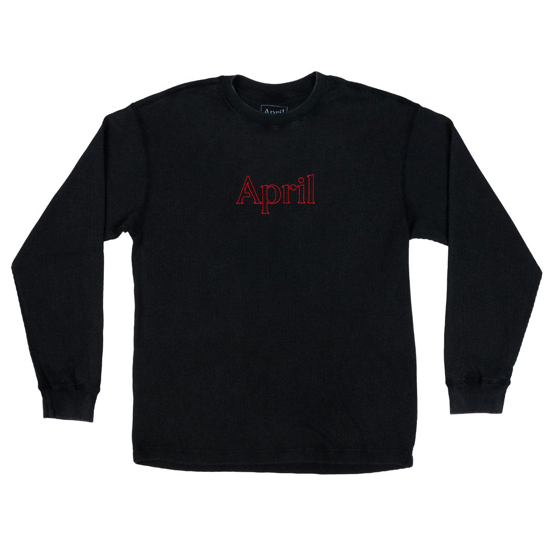APRIL SKATEBOARDS（エイプリル スケートボード）| THERMAL L/S / BLACK/RED EMBROID | スノーボード・スケートボードのTACTICS JAPAN