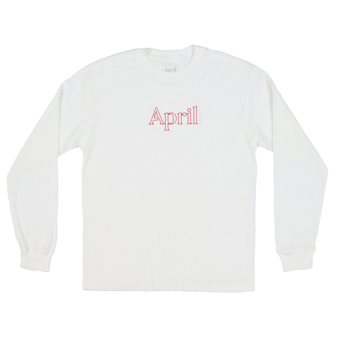 APRIL SKATEBOARDS（エイプリル スケートボード）| THERMAL L/S / WHITE/RED EMBROID | スノーボード・スケートボードのTACTICS JAPAN