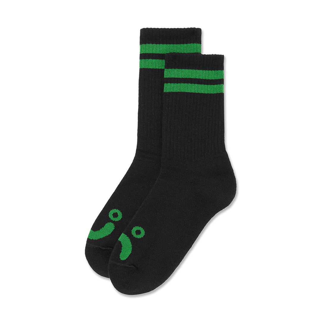 POLAR SKATE CO.（ポーラー スケート カンパニー）| HAPPY SAD RIB SOCKS 39-42 / BLACK/GREEN | スノーボード・スケートボードのTACTICS JAPAN