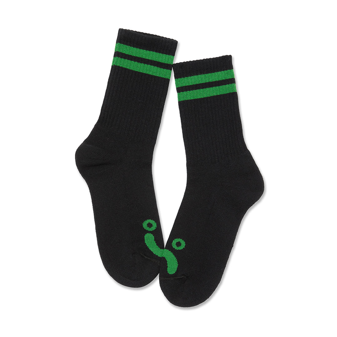 POLAR SKATE CO.（ポーラー スケート カンパニー）| HAPPY SAD RIB SOCKS 39-42 / BLACK/GREEN | スノーボード・スケートボードのTACTICS JAPAN