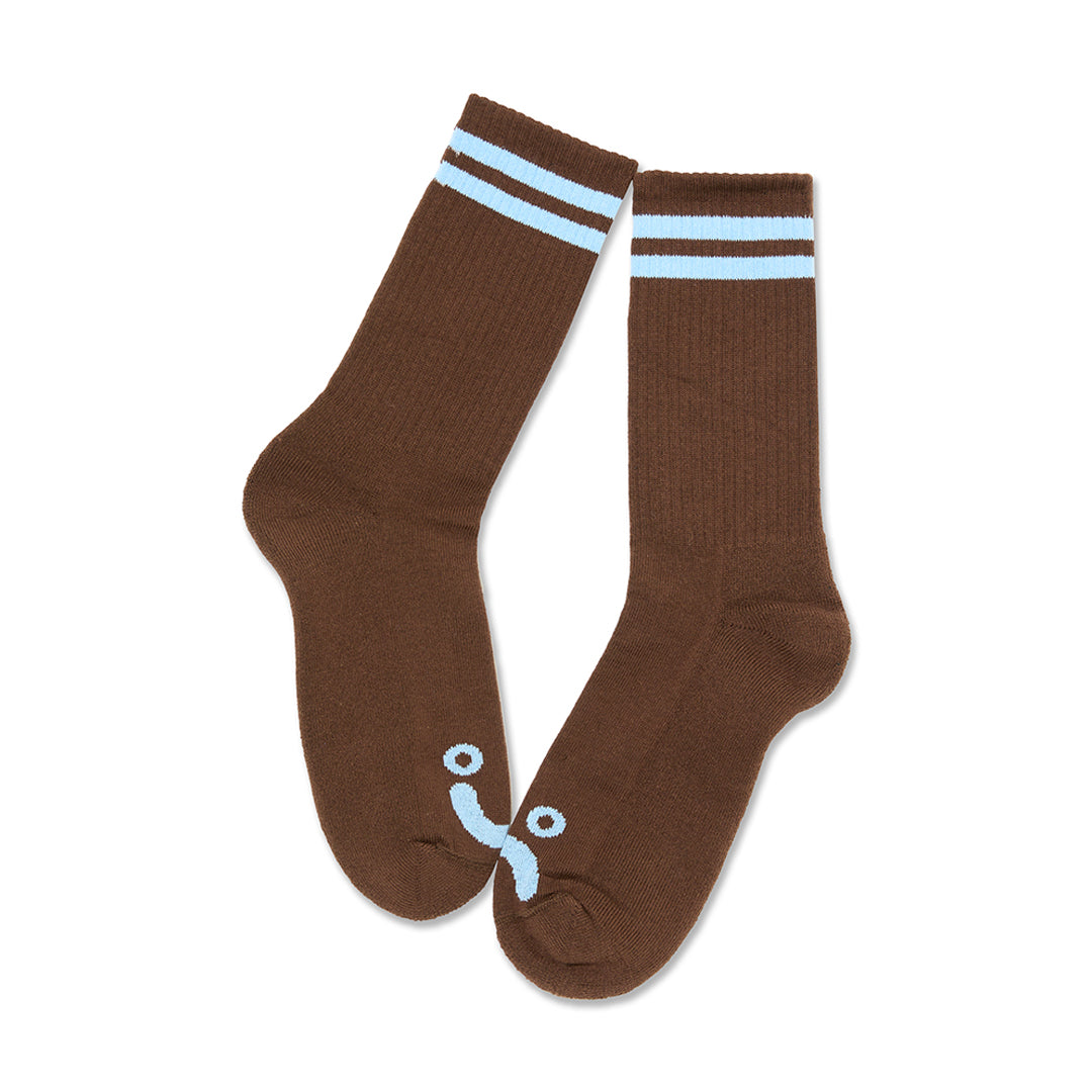 POLAR SKATE CO.（ポーラー スケート カンパニー）| HAPPY SAD RIB SOCKS 39-42 / BROWN/BLUE | スノーボード・スケートボードのTACTICS JAPAN