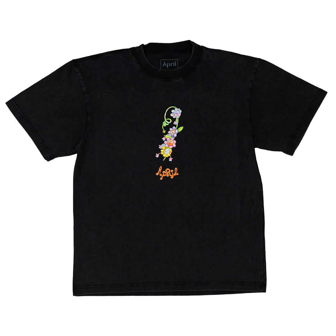 APRIL SKATEBOARDS（エイプリール スケートボード）| FLOWER BY EMA GASPAR TEE / VINTAGE BLACK | スノーボード・スケートボードのTACTICS JAPAN