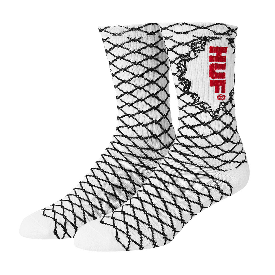 HUF WORLDWIDE（ハフ ワールドワイド）| BROKEN FENCE SOCK / WHITE | スノーボード・スケートボードのTACTICS JAPAN