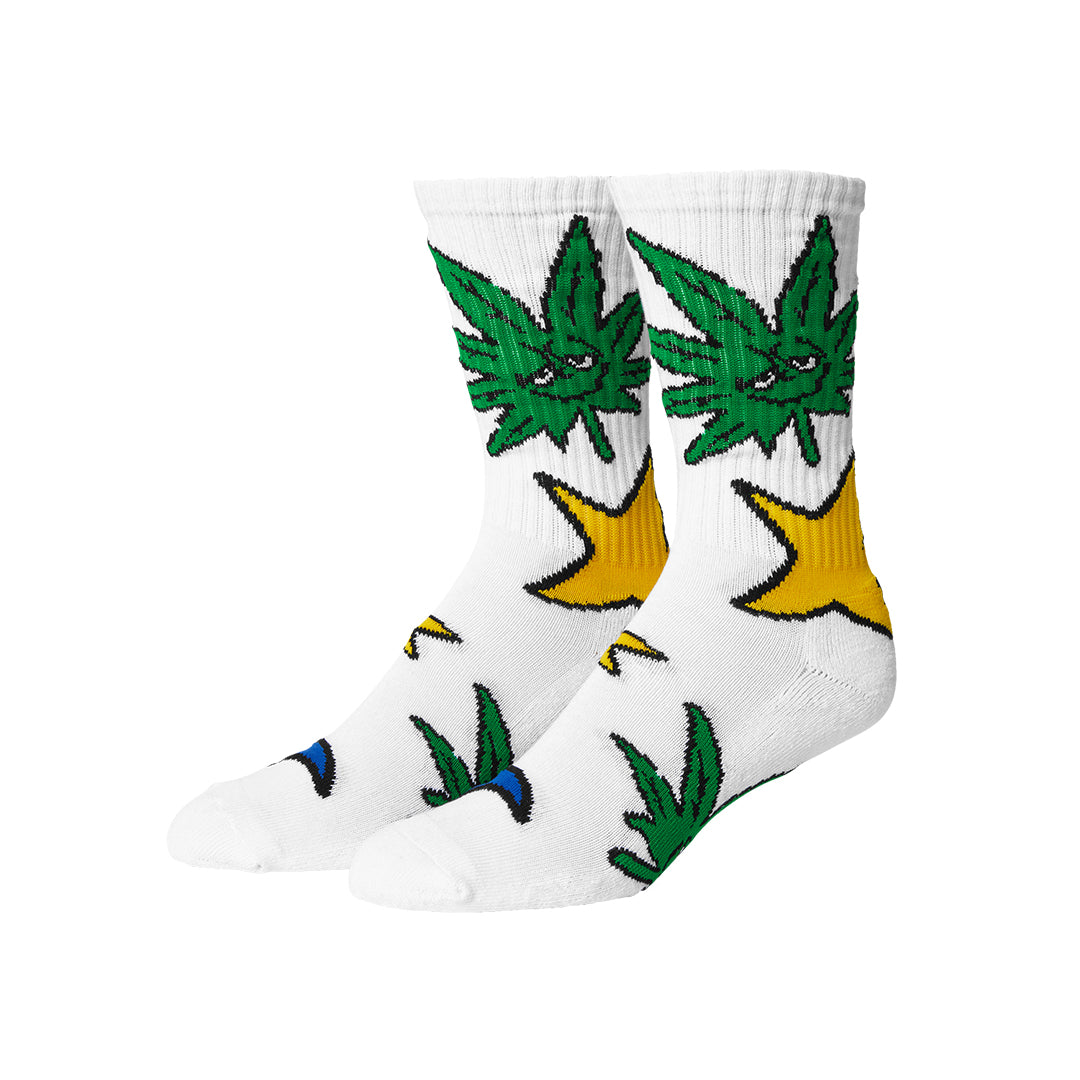 HUF WORLDWIDE（ハフ ワールドワイド）| GREEN BUDDY STAR SIGN SOCK / WHITE | スノーボード・スケートボードのTACTICS JAPAN