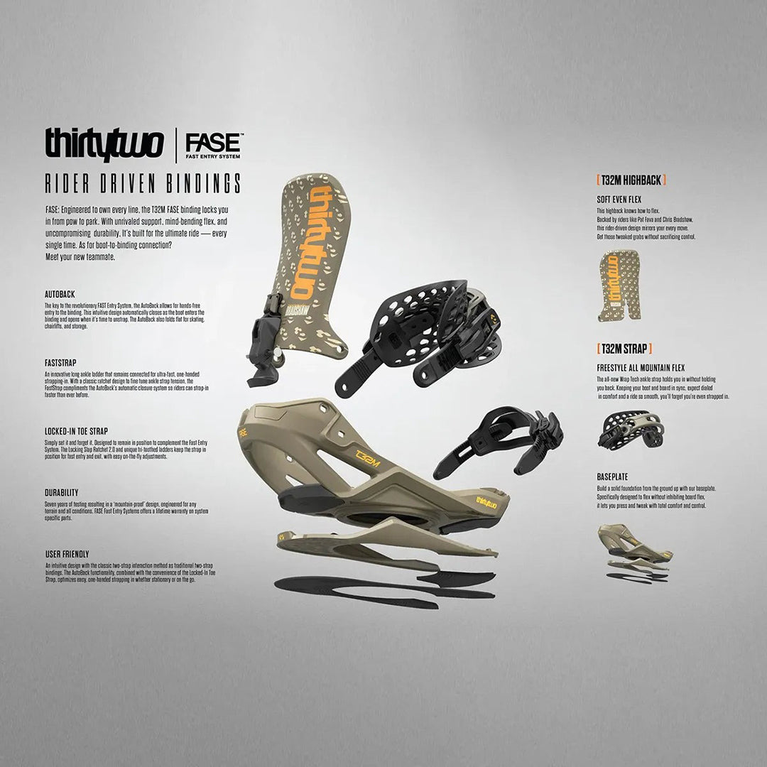 THIRTYTWO（サーティトゥー）| T32M FASE® X PAT FAVA SNOWBOARD BINDING 2026 / GREY | スノーボード・スケートボードのTACTICS JAPAN