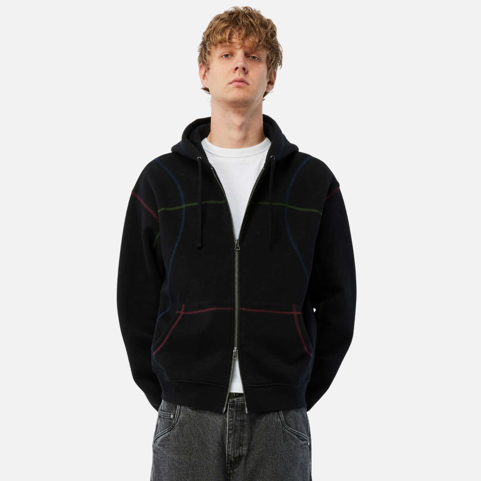 DIME MTL（ダイム モントリオール）| COURT ZIP HOODIE / BLACK MULTI | スケートボード・スノーボードのTACTICS JAPAN