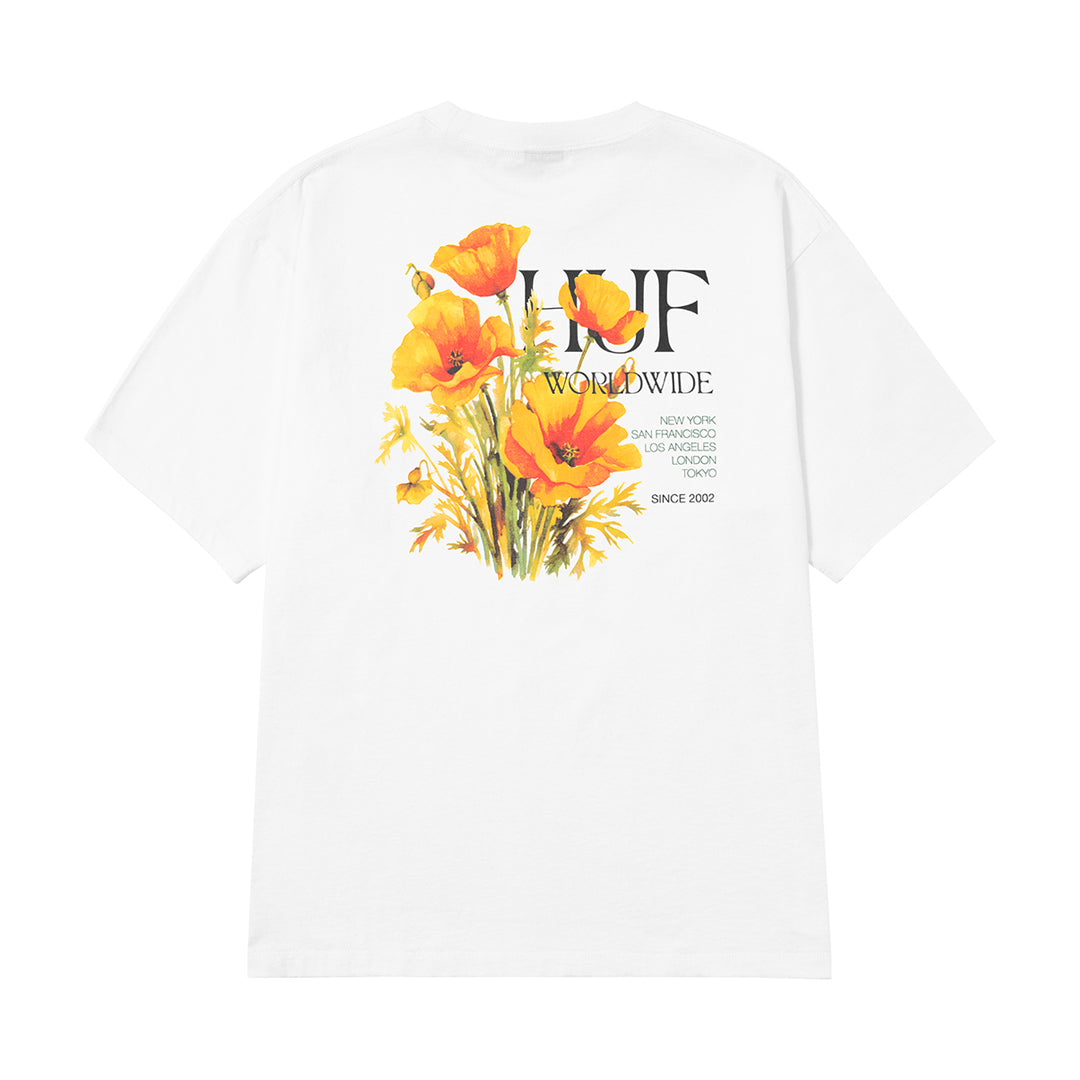 HUF（ハフ）| POPPY TEE / WHITE | スノーボード・スケートボードのTACTICS JAPAN