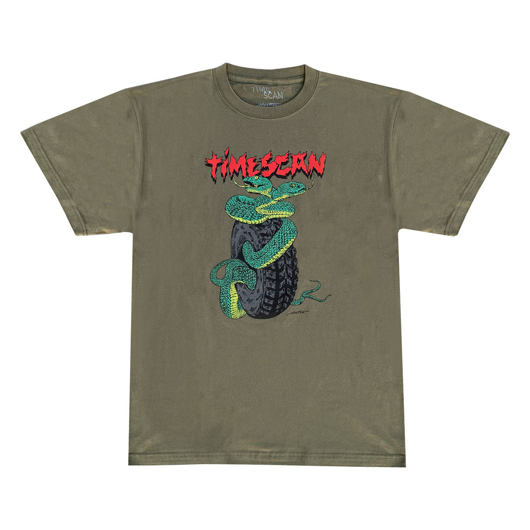 TIMESCAN（タイムスキャン）| TWIN SERPENT T-SHIRT / LIGHT OLIVE | スノーボード・スケートボードのTACTICS JAPAN