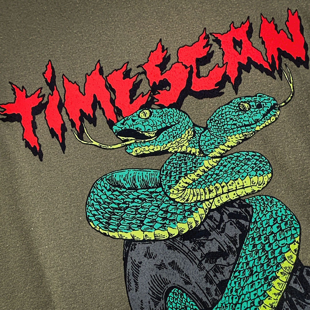 TIMESCAN（タイムスキャン）| TWIN SERPENT T-SHIRT / LIGHT OLIVE | スノーボード・スケートボードのTACTICS JAPAN