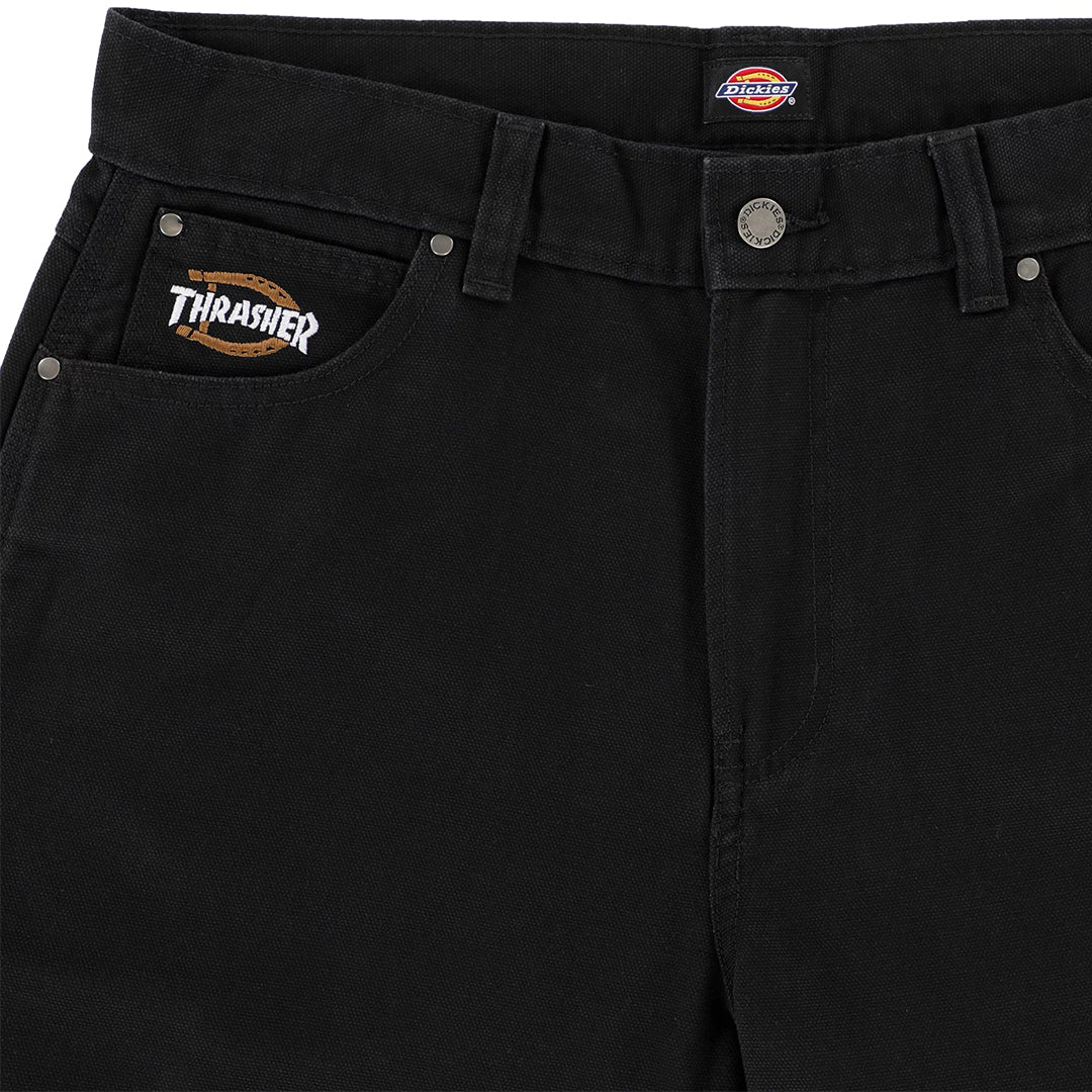 DICKIES SKATEBOARDING（ディッキーズ スケートボーディング）| DICKIES X THRASHER DOUBLE KNEE PANTS / BLACK | スノーボード・スケートボードのTACTICS JAPAN