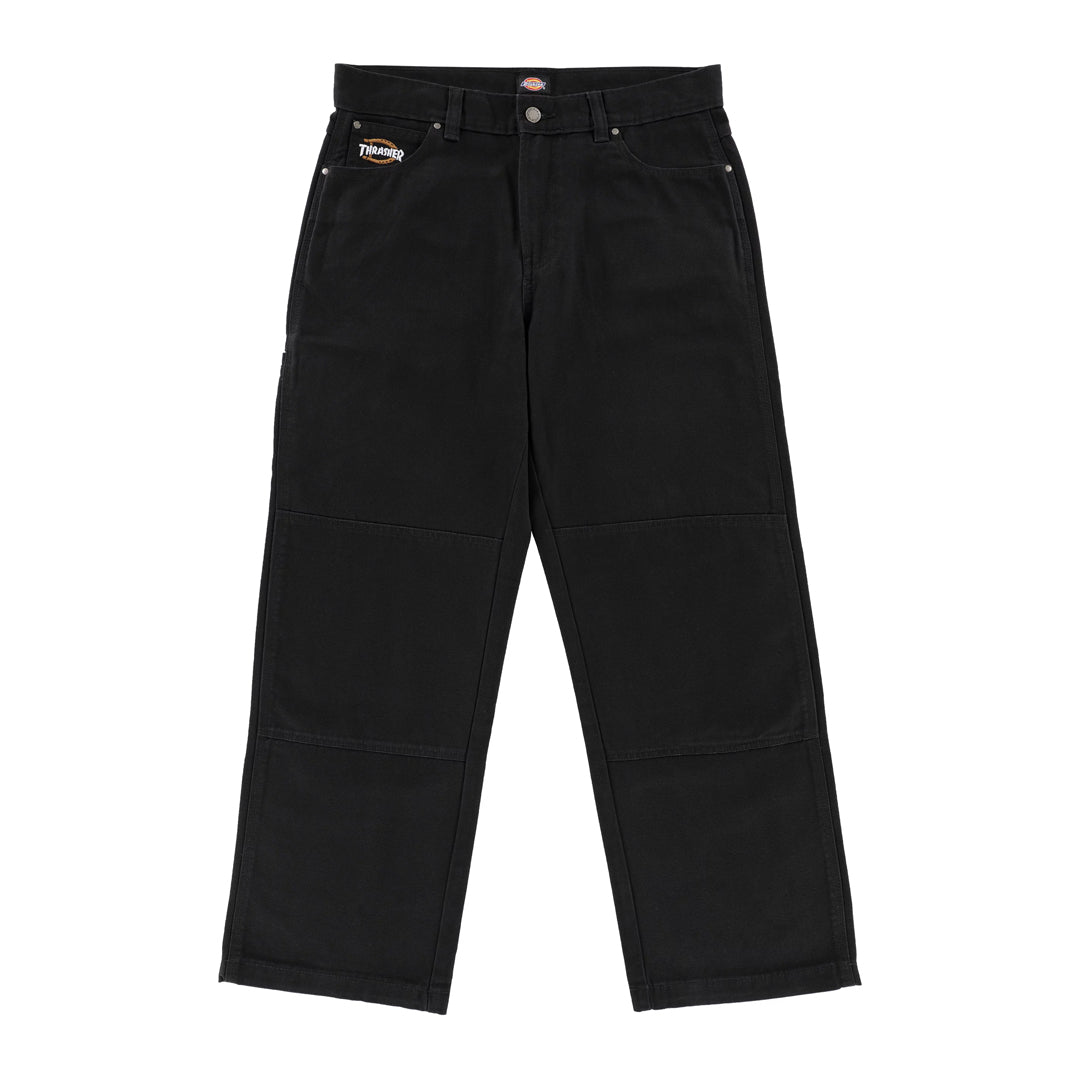 DICKIES SKATEBOARDING（ディッキーズ スケートボーディング）| DICKIES X THRASHER DOUBLE KNEE PANTS / BLACK | スノーボード・スケートボードのTACTICS JAPAN