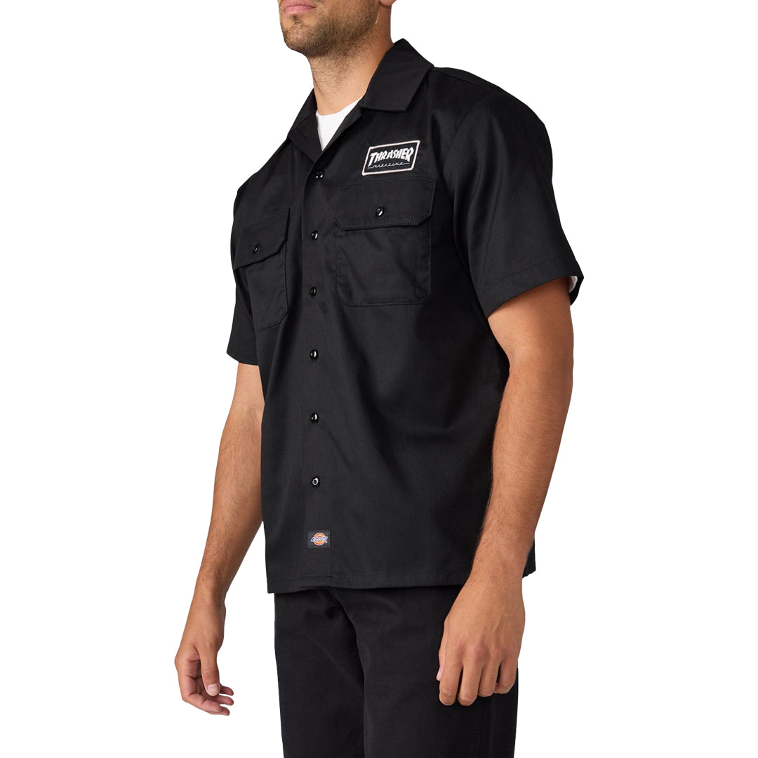 DICKIES SKATEBOARDING（ディッキーズ スケートボーディング）| DICKIES X THRASHER CANVAS SHIRT / BLACK | スノーボード・スケートボードのTACTICS JAPAN