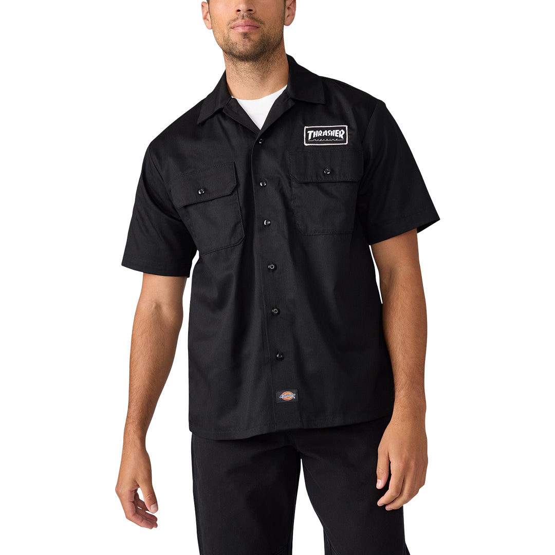 DICKIES SKATEBOARDING（ディッキーズ スケートボーディング）| DICKIES X THRASHER CANVAS SHIRT / BLACK | スノーボード・スケートボードのTACTICS JAPAN