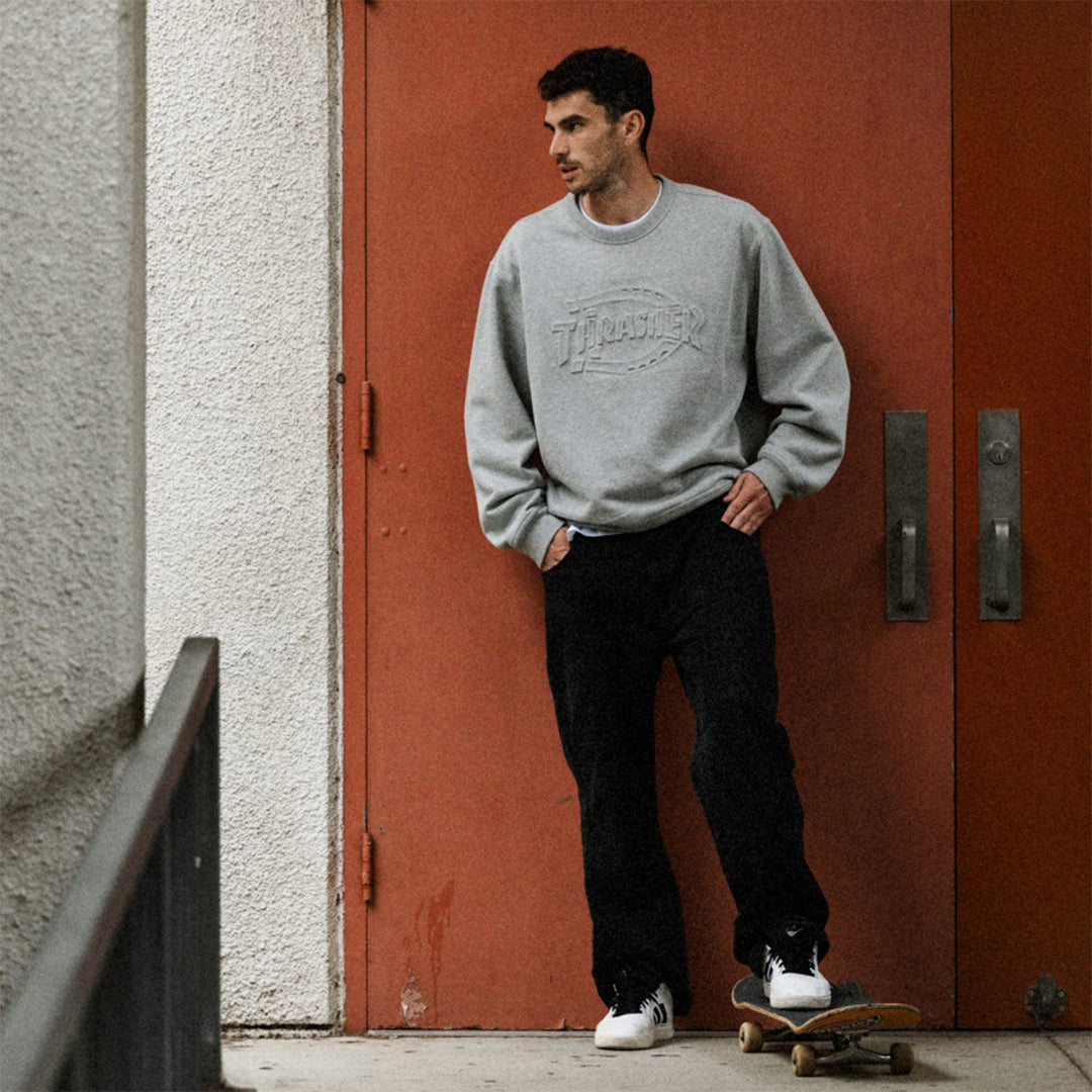 DICKIES SKATEBOARDING（ディッキーズ スケートボーディング）| DICKIES X THRASHER SWEATSHIRT / GREY MELANGE | スノーボード・スケートボードのTACTICS JAPAN