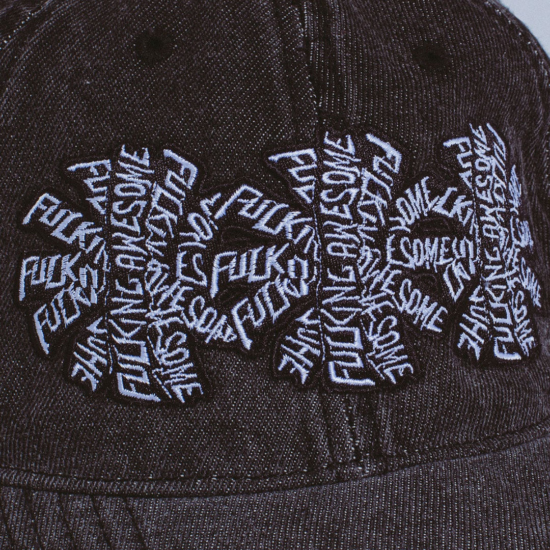 FUCKING AWESOME（ファッキン オーサム）| THREE SPIRAL WASHED DENIM 6-PANEL HAT / BLACK | スノーボード・スケートボードのTACTICS JAPAN