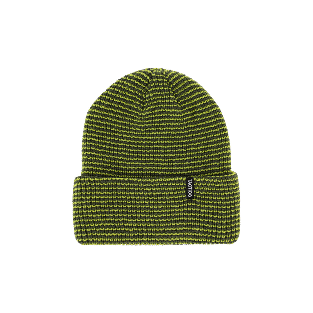 TACTICS（タクティクス）| TRADEMARK STRIPE BEANIE / OLIVE SLIME FEEDER STRIPE | スノーボード・スケートボードのTACTICS JAPAN
