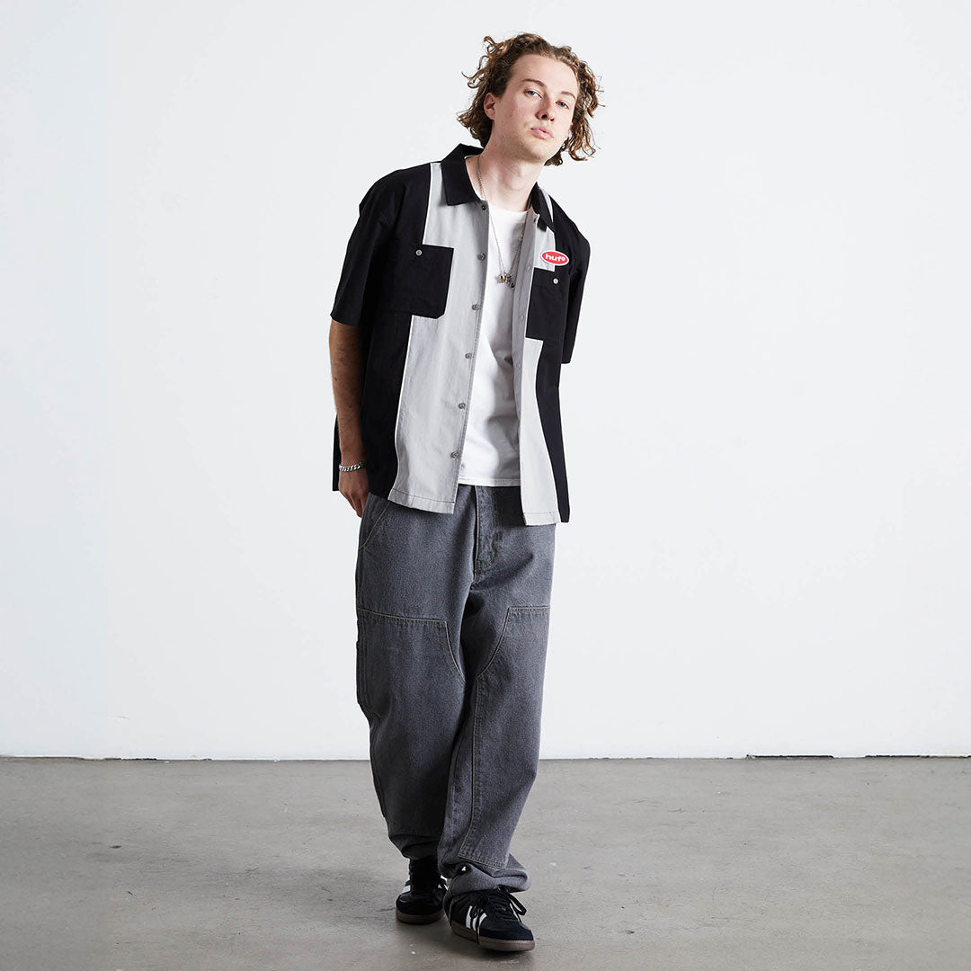 URETHANE S/S WORK SHIRT / BLACK
