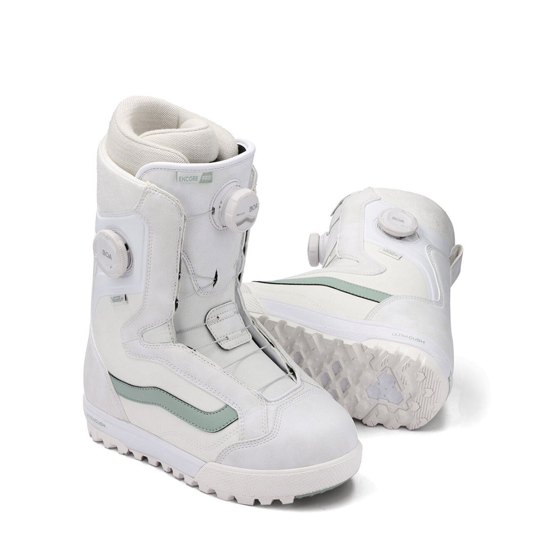 VANS SNOW（ヴァンズ スノー）| WOMENS ENCORE PRO SNOWBOARD BOOTS / 30TH WHITE/OLIVE GREY 2026 | スノーボード・スケートボードのTACTICS JAPAN