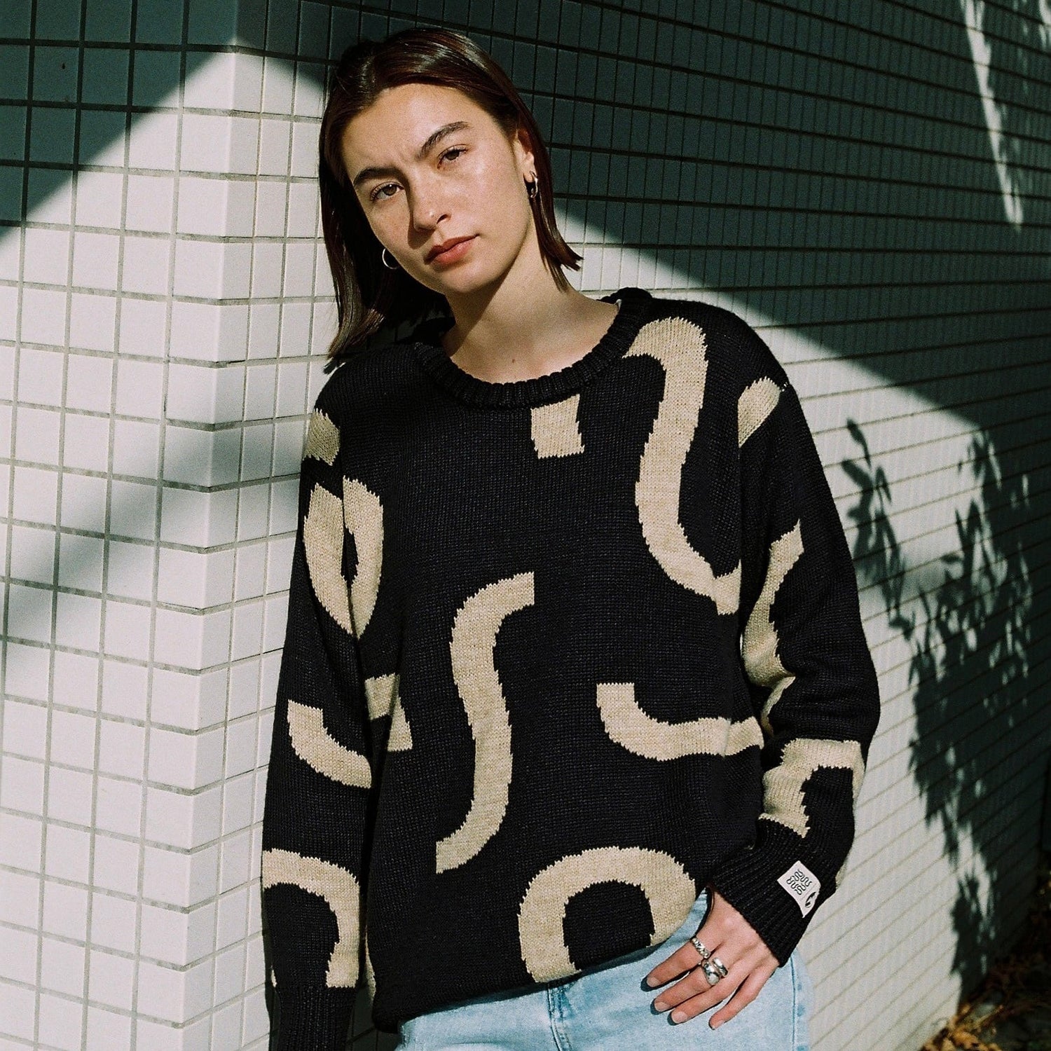 NOMADIK（ノマディック）| WASTED TALENT X NOMADIK JACQUARD SWEATER / BLUE/BEIGE | スケートボード・スノーボードのTACTICS JAPAN