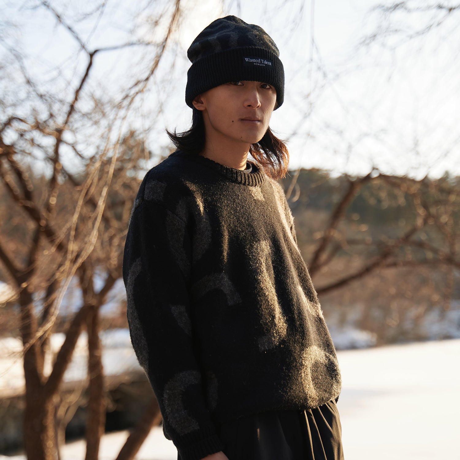 NOMADIK（ノマディック）| WASTED TALENT X NOMADIK JACQUARD SWEATER / BLACK/GREY | スケートボード・スノーボードのTACTICS JAPAN
