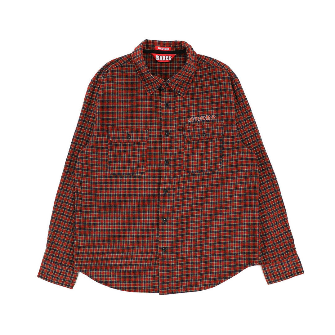 FLAMES PLAID L/S BUTTON UP