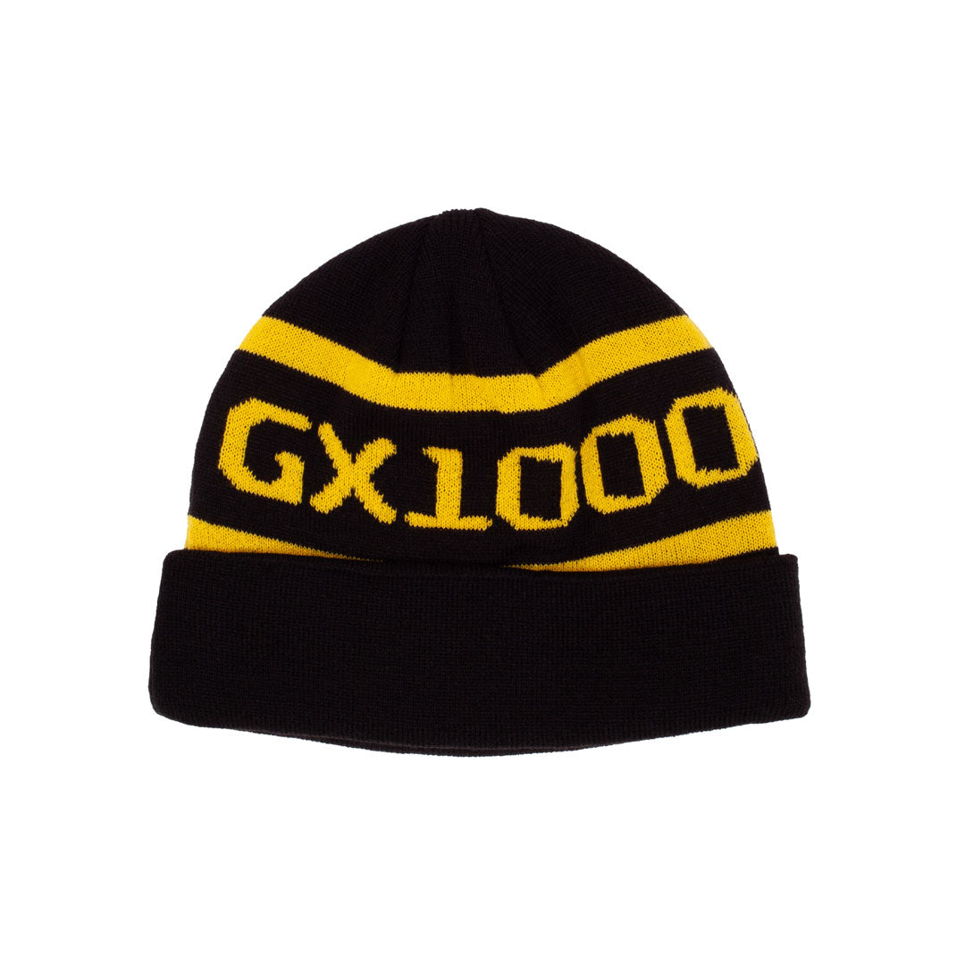 GX1000（ジーエックスワンサウザンド）| OG LOGO BEANIE / BLACK W/YELLOW FONT | スノーボード・スケートボードのTACTICS JAPAN