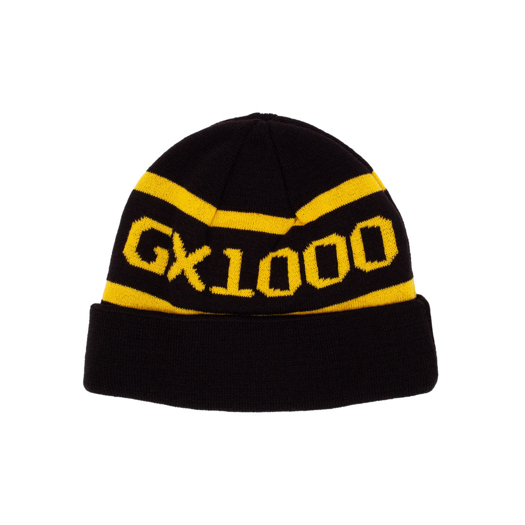 GX1000（ジーエックスワンサウザンド）| OG LOGO BEANIE / BLACK W/YELLOW FONT | スノーボード・スケートボードのTACTICS JAPAN