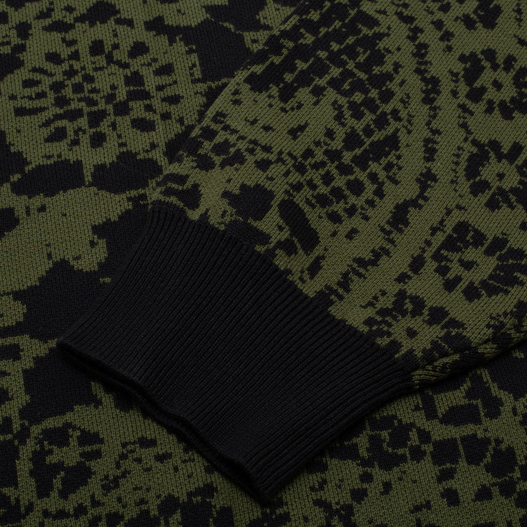 GX1000（ジーエックスワンサウザンド）| JACQUARD KNIT SWEATER LACED / GREEN AND BLACK | スノーボード・スケートボードのTACTICS JAPAN
