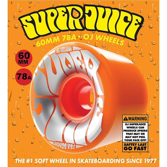 OJ WHEELS（オージェイ ウィール）| SUPER JUICE NEON ORANGE SKATEBOARD WHEELS - 60MM 78A | スノーボード・スケートボードのTACTICS JAPAN