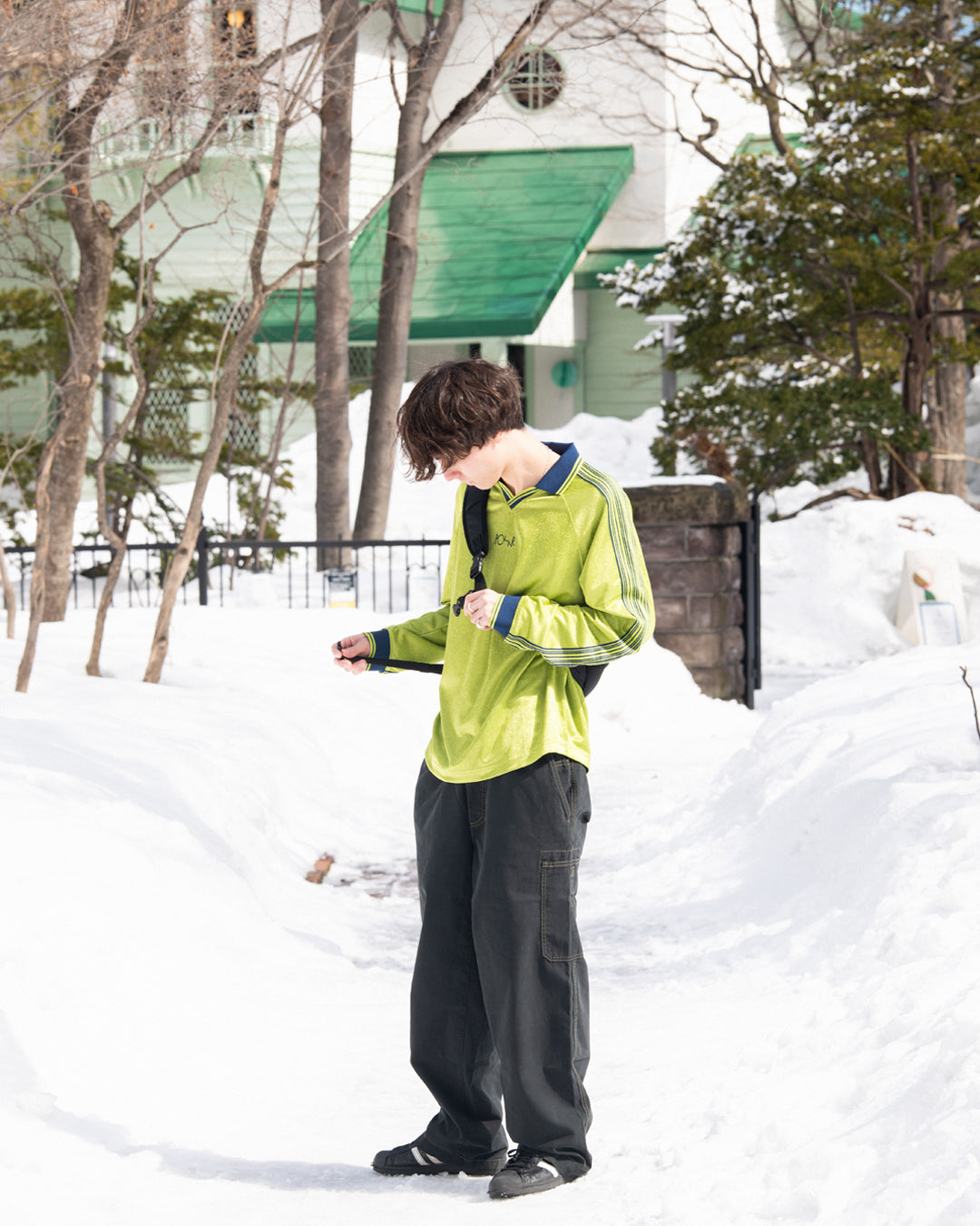 POLAR SKATE CO. （ポーラー スケート カンパニー）| DAVIE LS SHIRT / PERIDOT/DARK BLUE | スノーボード・スケートボードのTACTICS JAPAN