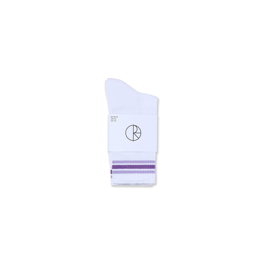 POLAR SKATE CO. （ポーラー スケート カンパニー）| STRIPES RIB SOCKS / WHITE/LAVENDER | スノーボード・スケートボードのTACTICS JAPAN