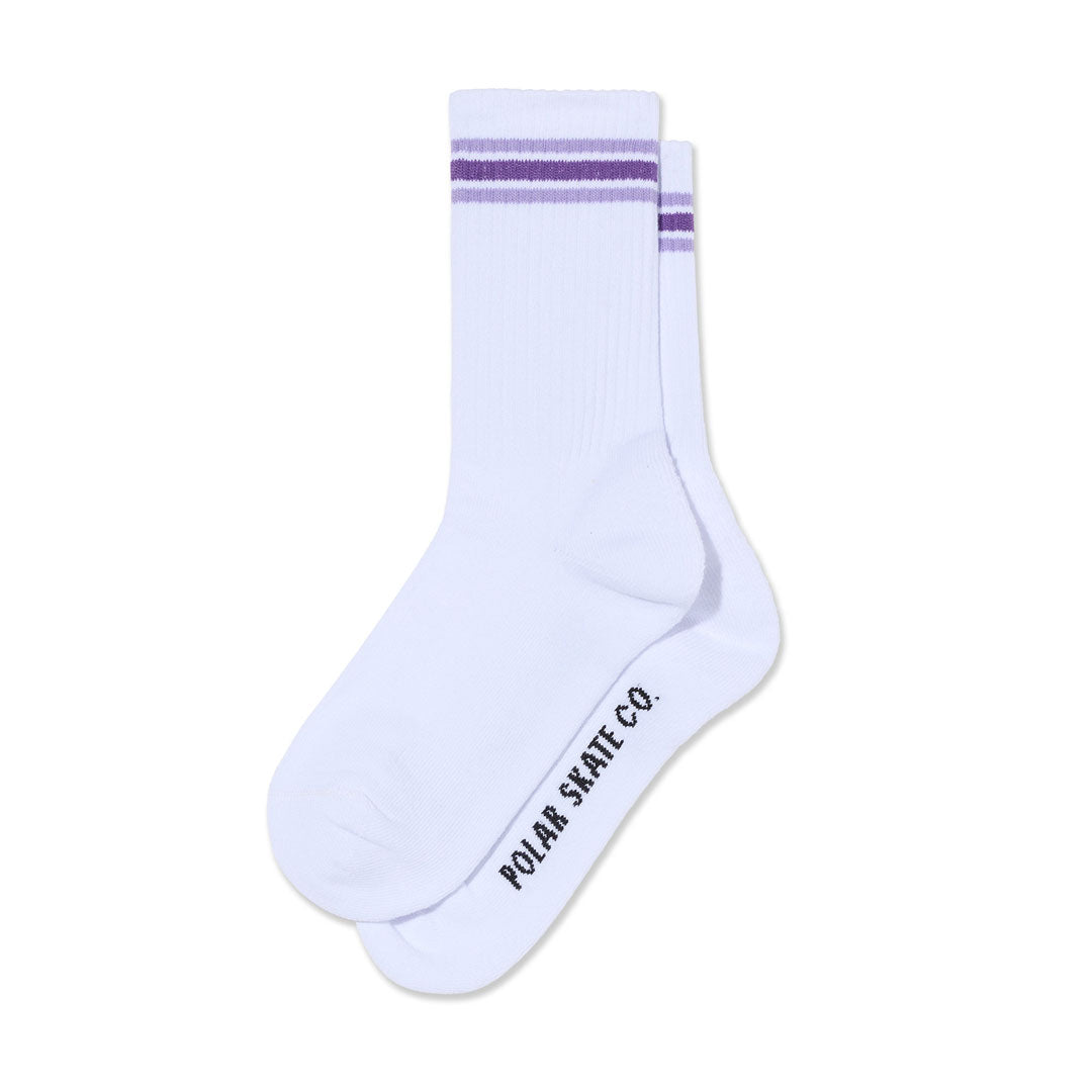 POLAR SKATE CO. （ポーラー スケート カンパニー）| STRIPES RIB SOCKS / WHITE/LAVENDER | スノーボード・スケートボードのTACTICS JAPAN