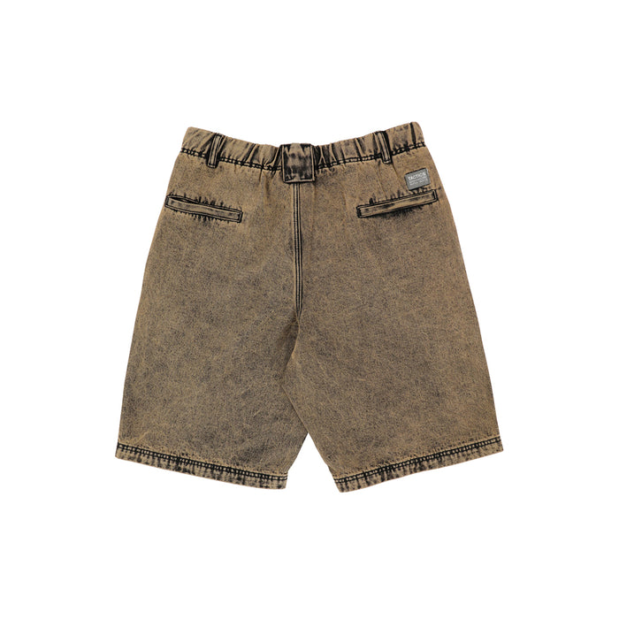 TACTICS（タクティクス）| BUFFET PLEATED DENIM SHORTS / GOLD OVERDYE BLACK DENIM | スノーボード・スケートボードのTACTICS JAPAN