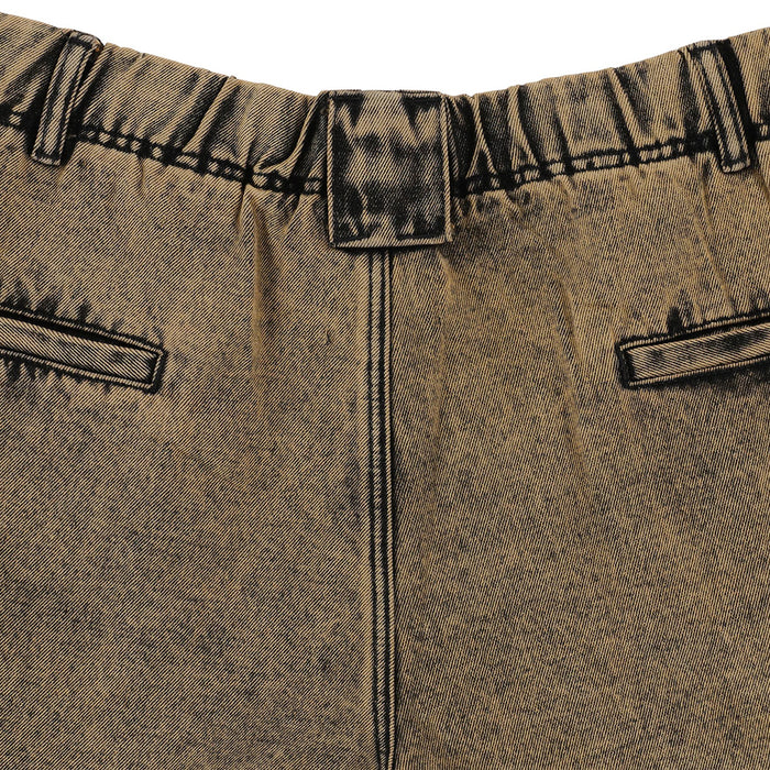 TACTICS（タクティクス）| BUFFET PLEATED DENIM SHORTS / GOLD OVERDYE BLACK DENIM | スノーボード・スケートボードのTACTICS JAPAN