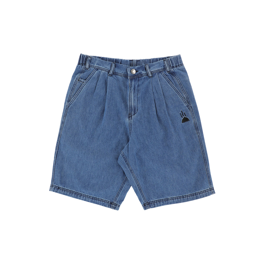 TACTICS（タクティクス）| BUFFET PLEATED DENIM SHORTS / WASHED BLUE DENIM | スノーボード・スケートボードのTACTICS JAPAN