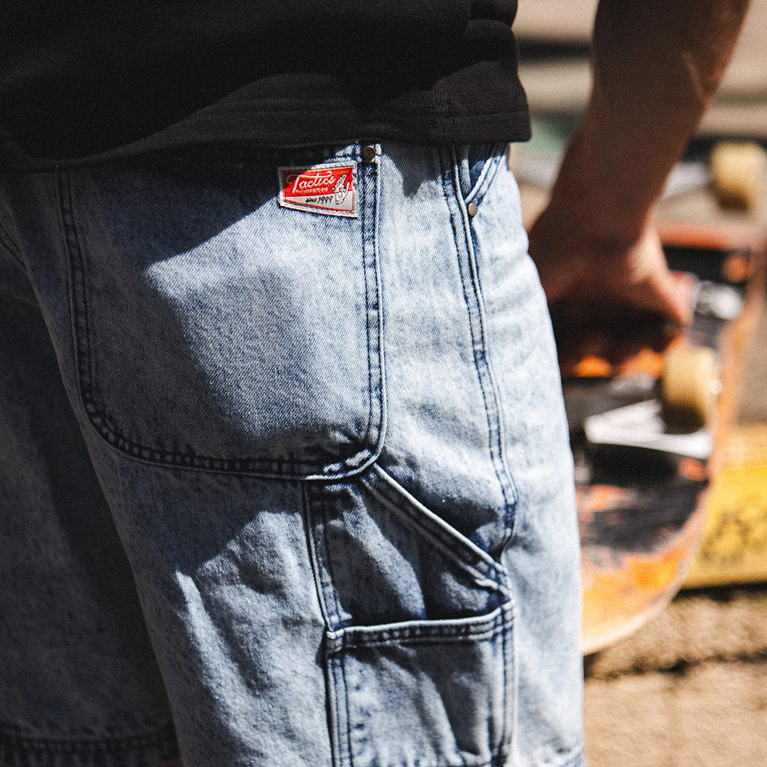 TACTICS（タクティクス）| CARPENTER DENIM SHORTS / WASHED BLUE | スノーボード・スケートボードのTACTICS JAPAN