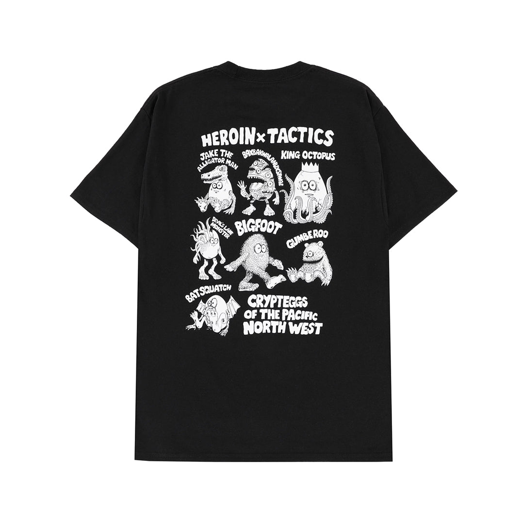 HEROIN SKATEBOARD（ヘロイン スケートボード）| HEROIN X TACTICS CRYPTEGGS T-SHIRT / BLACK | スノーボード・スケートボードのTACTICS JAPAN
