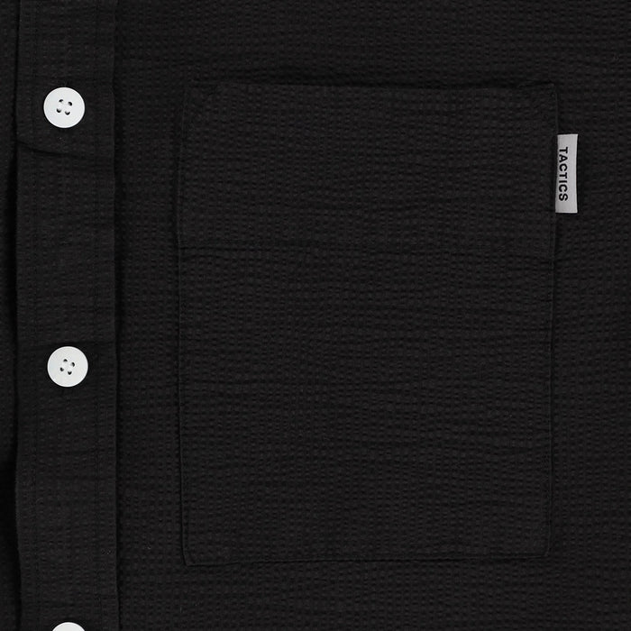 TACTICS（タクティクス）| TRADEMARK S/S SHIRT / BLACK SEERSUCKER | スノーボード・スケートボードのTACTICS JAPAN