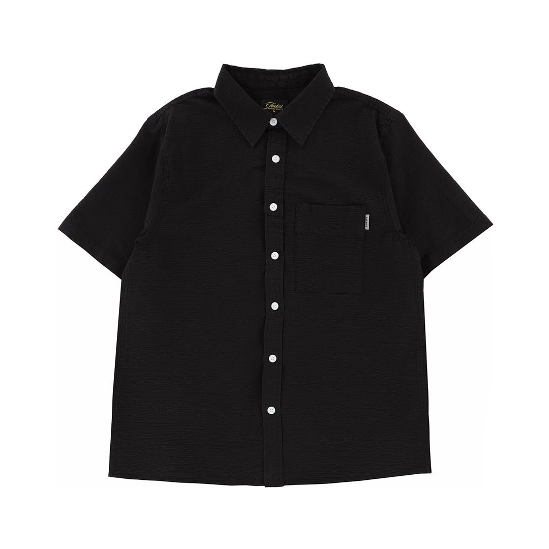 TACTICS（タクティクス）| TRADEMARK S/S SHIRT / BLACK SEERSUCKER | スノーボード・スケートボードのTACTICS JAPAN