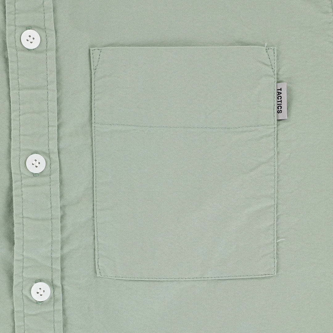 TACTICS（タクティクス）| TRADEMARK S/S SHIRT / SLATE GREEN OXFORD | スノーボード・スケートボードのTACTICS JAPAN